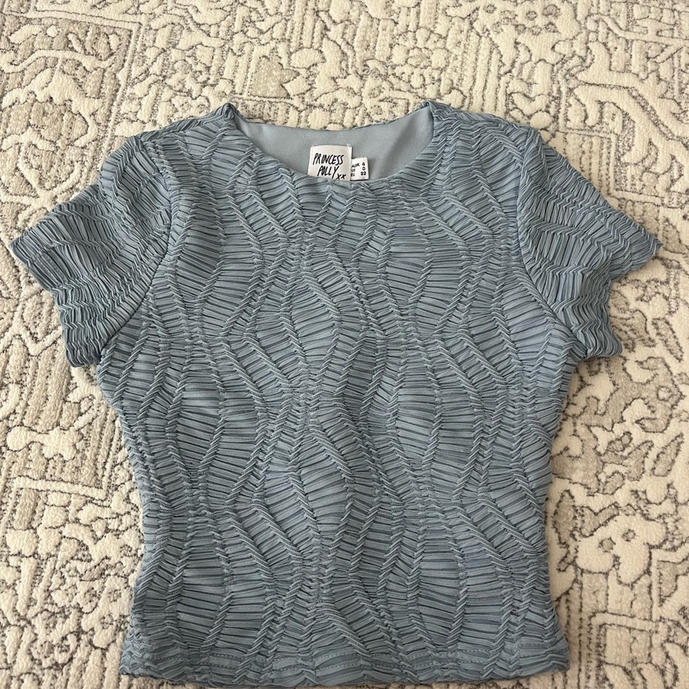 Hind Women's Gray Textured Short Sleeve Top